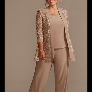 OLEG CASSINI - Soutache Embellished Jersey Three Piece Pantsuit